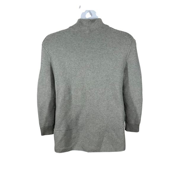 Vince Camuto Mock Neck Grey Ribbed Sweater Size Medium Cotton Knit Minimalist - Picture 6 of 12